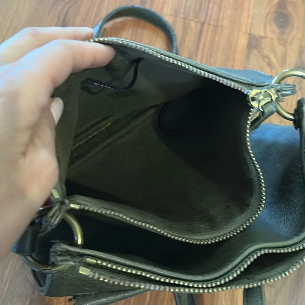 Anthropologie leather green Crossbody bag.